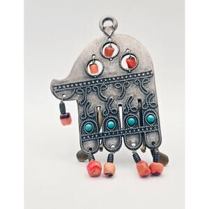 Israel Museum Beaded Wall Hamsa Silver Colored & Stones